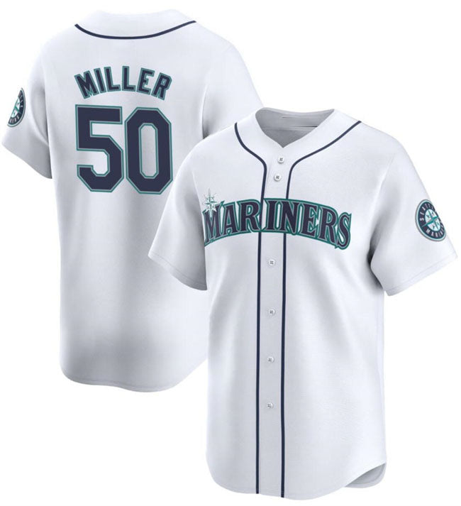 Custom #50 White SEA Baseball Shirt Top
