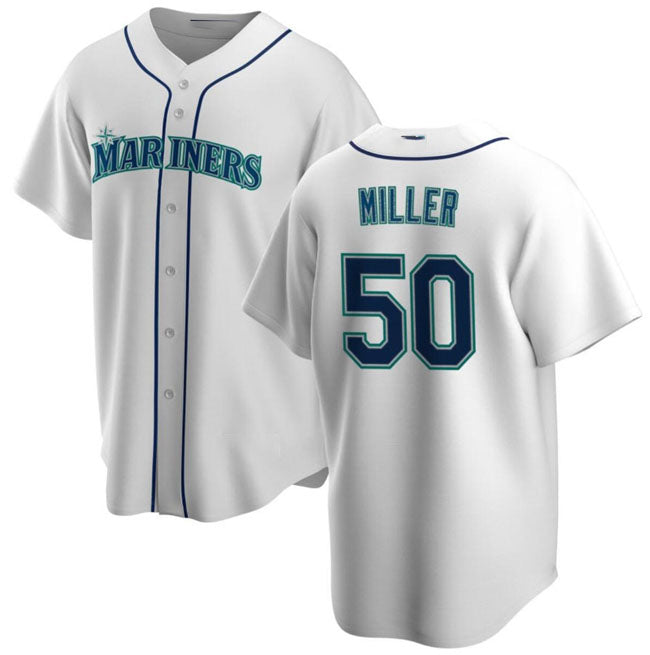 Custom #50 White SEA Baseball Shirt Top