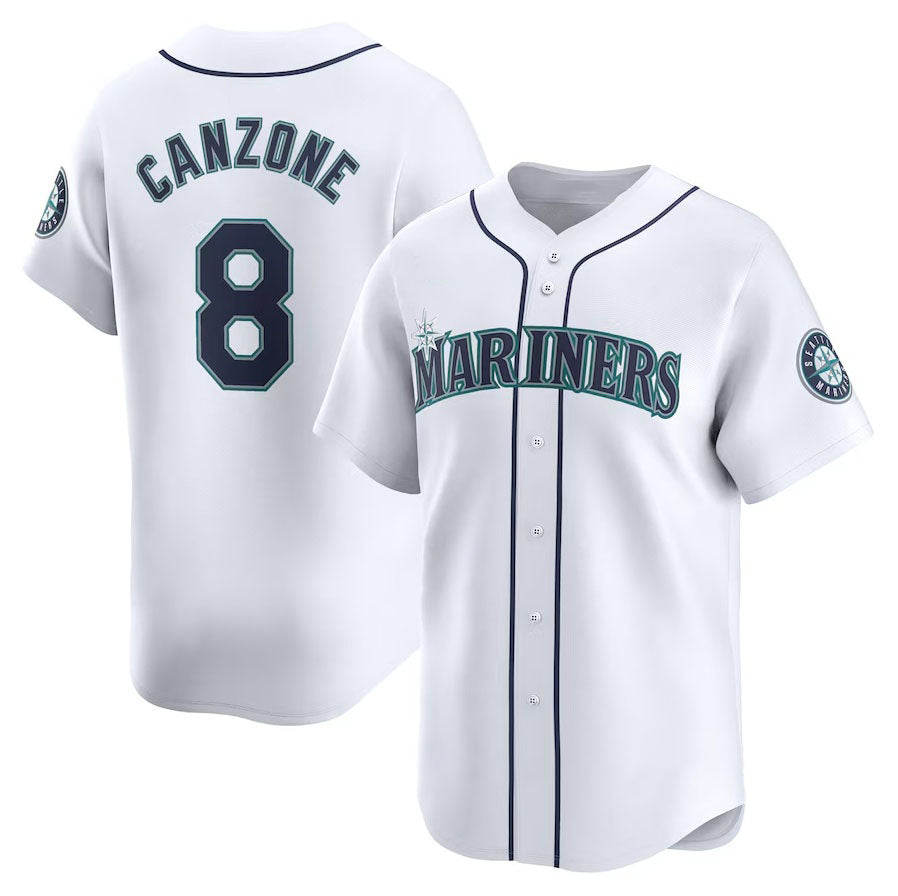 Custom #8 White SEA Baseball Shirt Top
