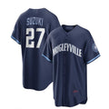 Custom #27 Navy City Connect CHC Baseball Shirt Top