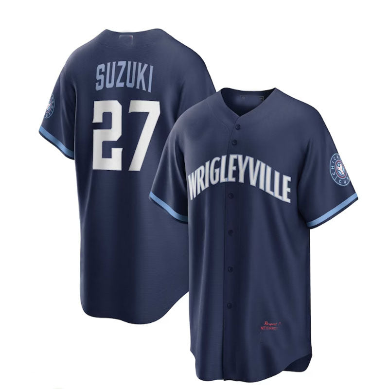 Custom #27 Navy City Connect CHC Baseball Shirt Top