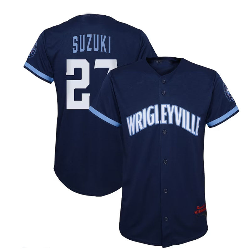 Custom #27 Navy City Connect CHC Baseball Shirt Top