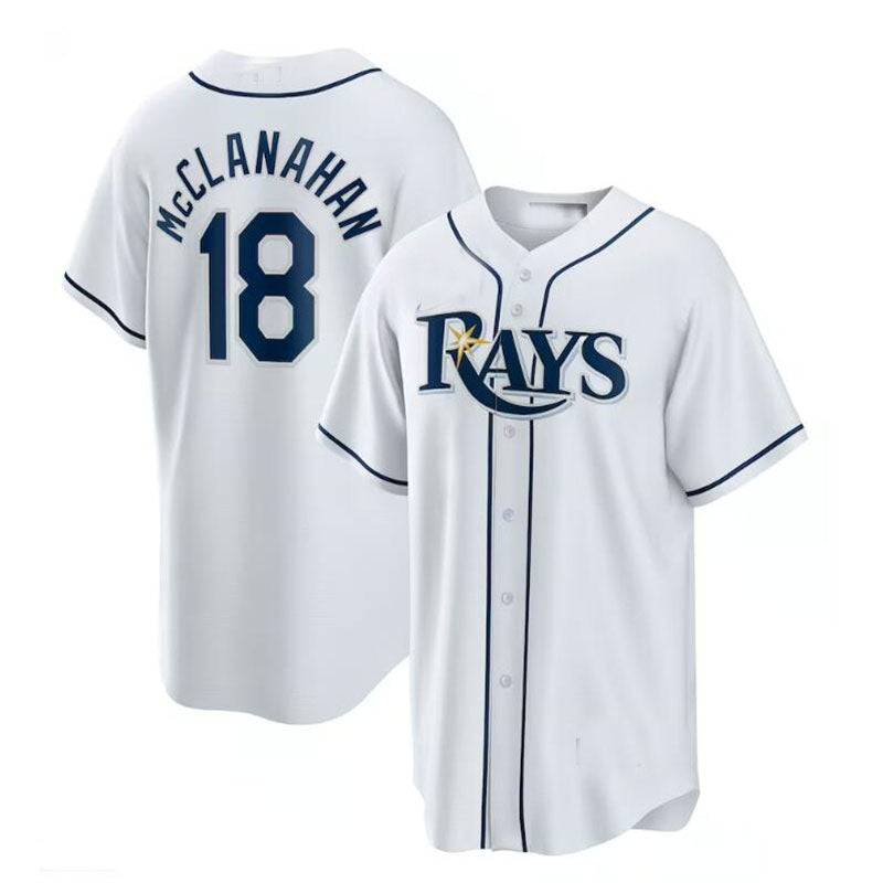 Custom #18 White TB Baseball Shirt Top