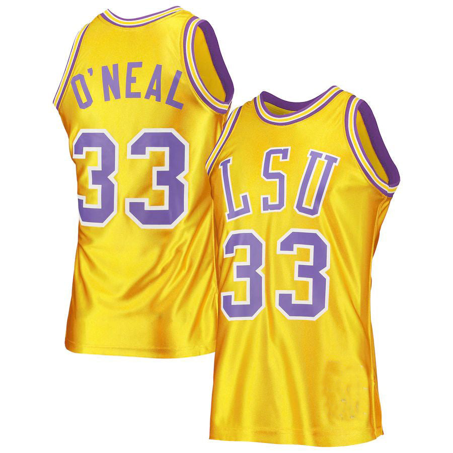 Custom #33 Gold 1990 Throwback Basketball Shirt Top