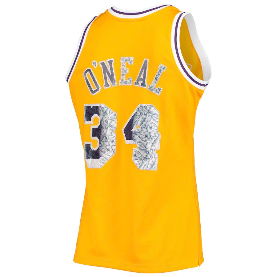 Custom #34 Gold 1996 LAL Basketball Shirt Top