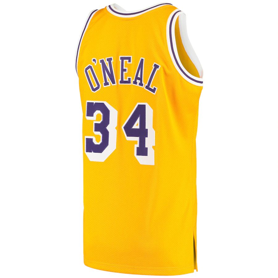 Custom #34 Gold 1996 LAL Basketball Shirt Top