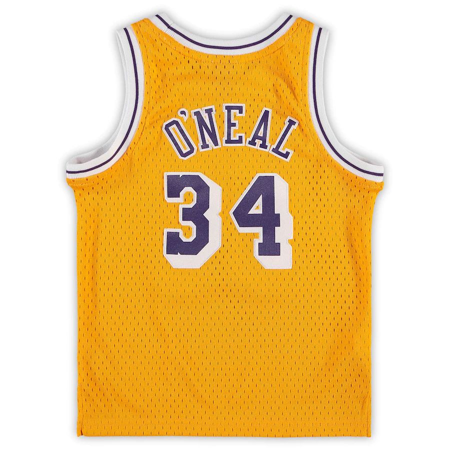Custom #34 Gold 1996 Throwback LAL Basketball Shirt Top