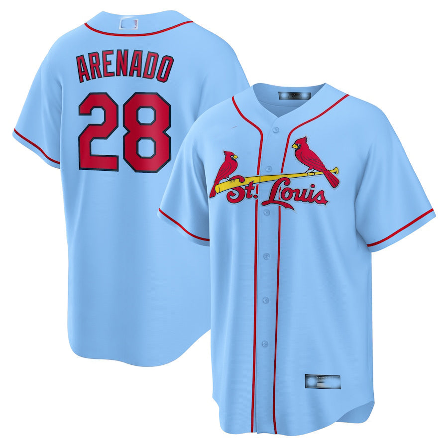 Custom #28 Light Blue STL Baseball Shirt Top