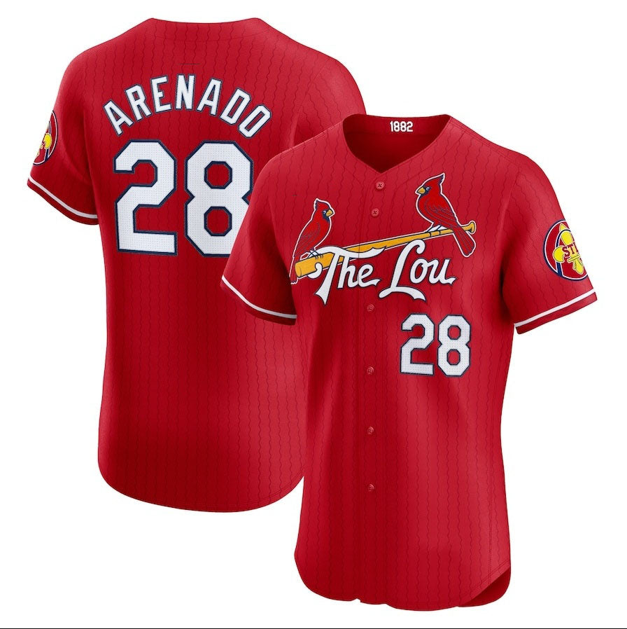 Custom #28 Red 2024 City Connect STL Baseball Shirt Top