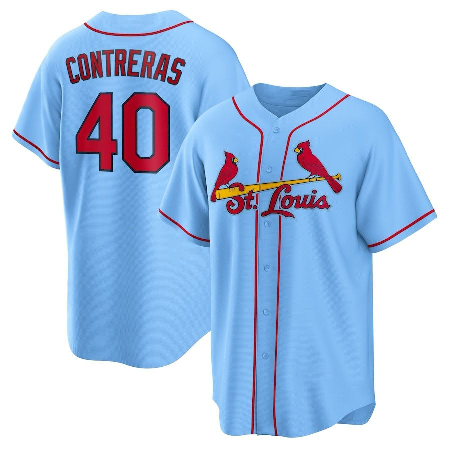 Custom #40 Light Blue STL Baseball Shirt Top