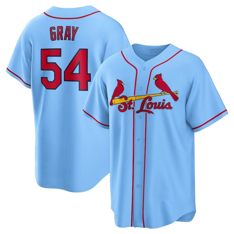 Custom #54 Light Blue STL Baseball Shirt Top