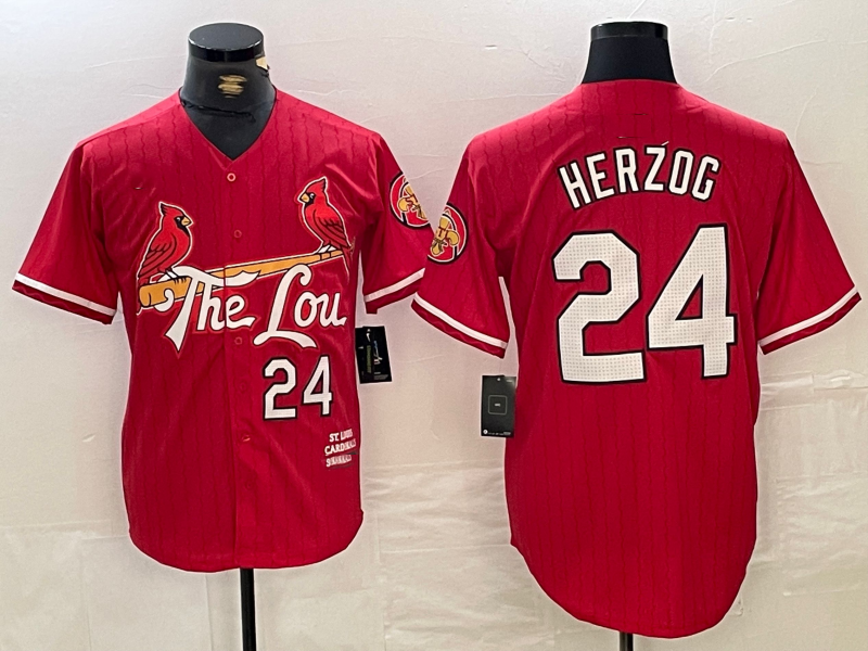 Custom #24 Red 2024 City Connect STL Baseball Shirt Top