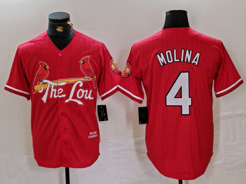 Custom #4 Red 2024 City Connect STL Baseball Shirt Top