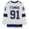 Custom #91 White 2020 Stanley Cup TBL Hockey Shirt Top