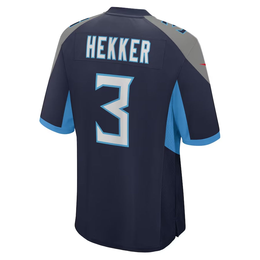 Custom #3 Navy TEN Football Shirt Top