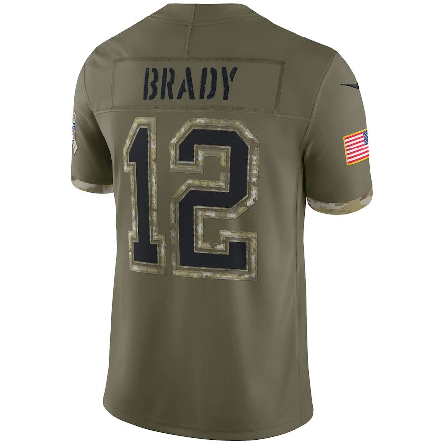 Custom #12 Olive 2022 TB Football Shirt Top