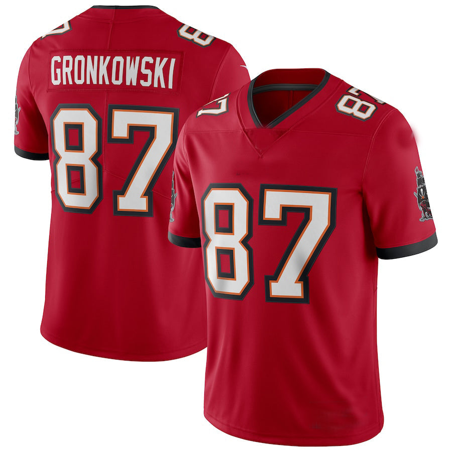 Custom #87 Red TB Football Shirt Top