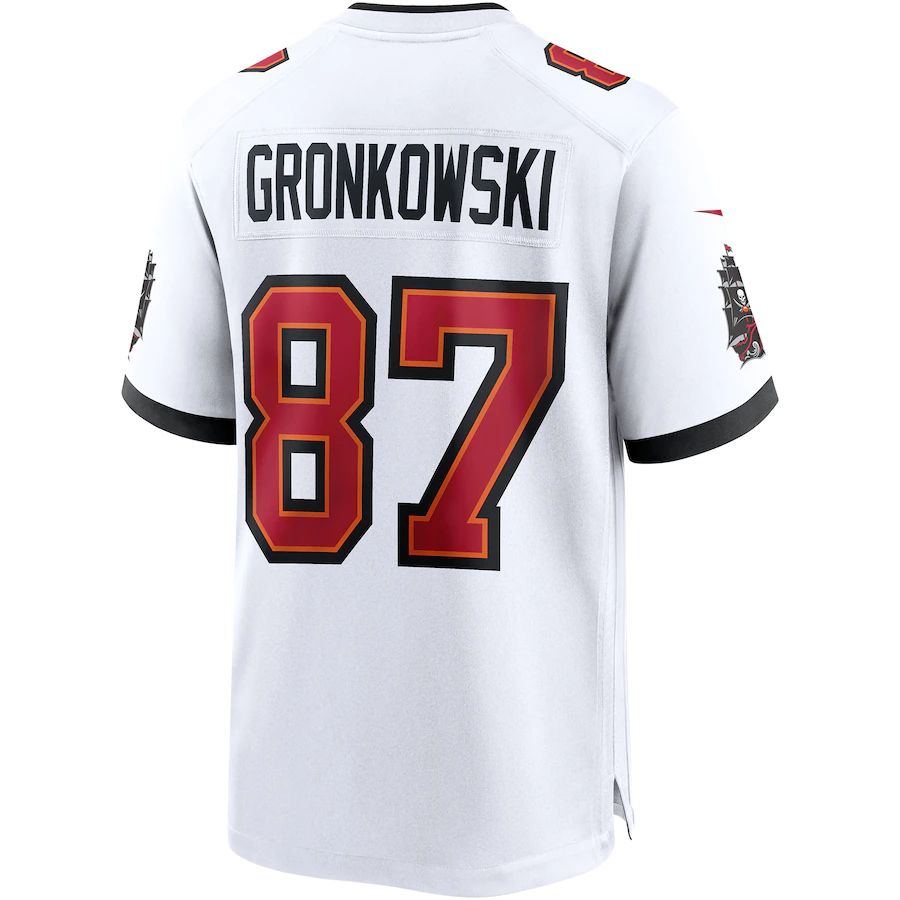 Custom #87 White TB Football Shirt Top