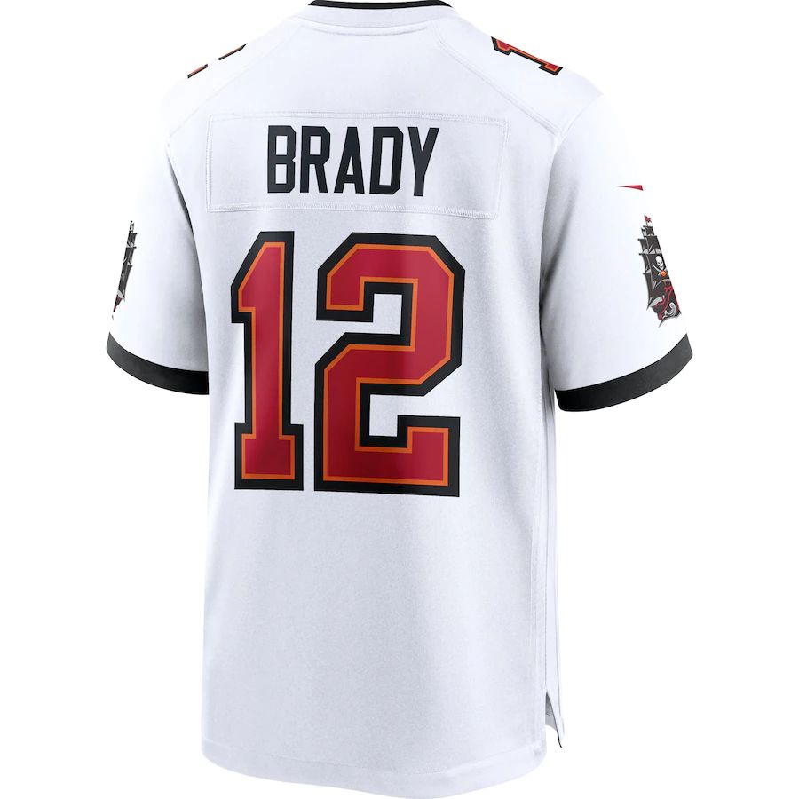Custom #12 White TB Football Shirt Top