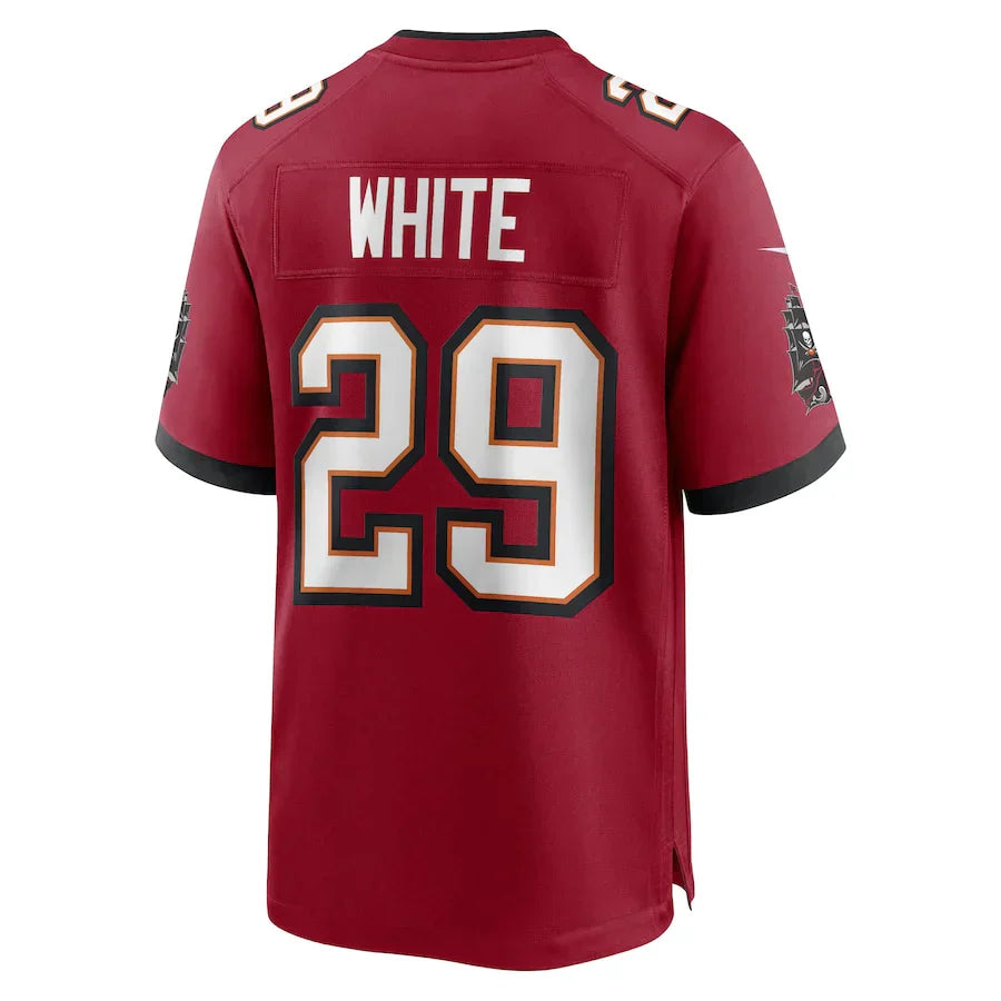 Custom #29 White TB Football Shirt Top