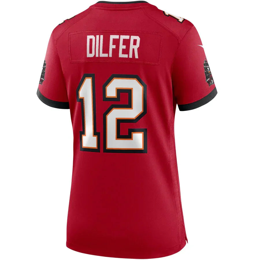 Custom #12 Red TB Football Shirt Top