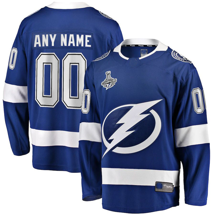 Custom Blue 2021 Stanley Cup TBL Hockey Shirt Top