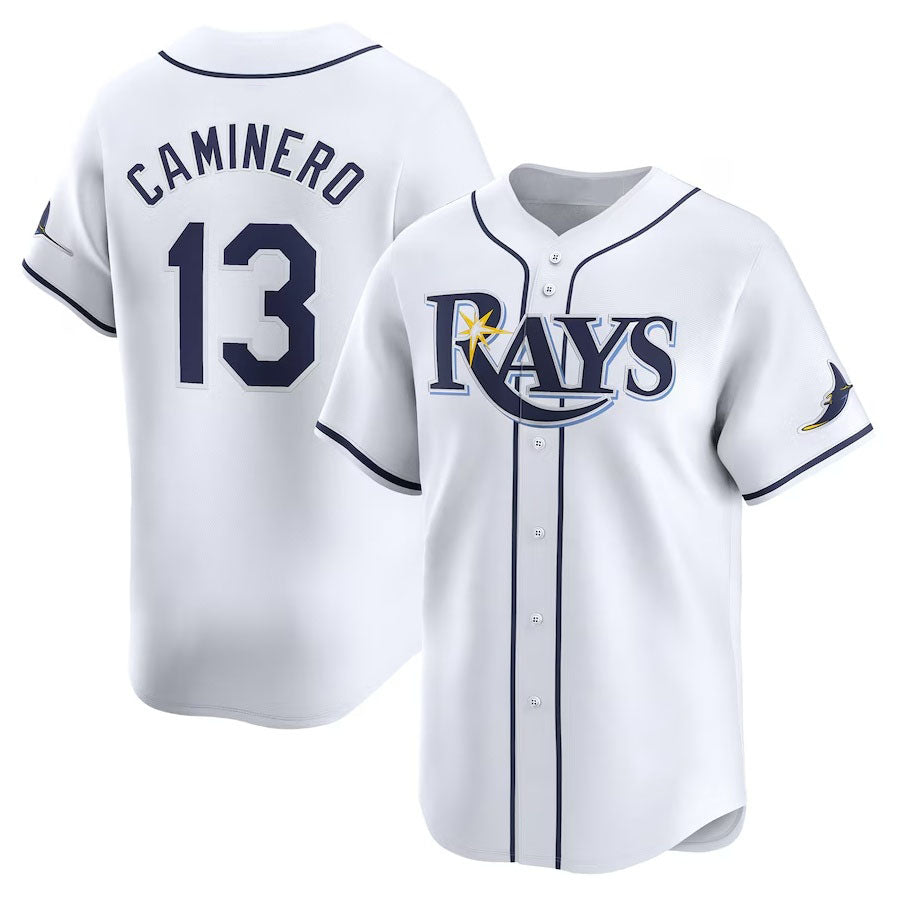 Custom #13 White TB Baseball Shirt Top