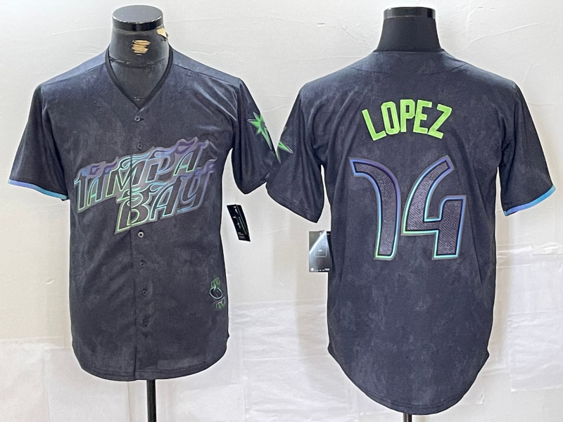Custom #14 Charcoal 2024 City Connect TB Baseball Shirt Top