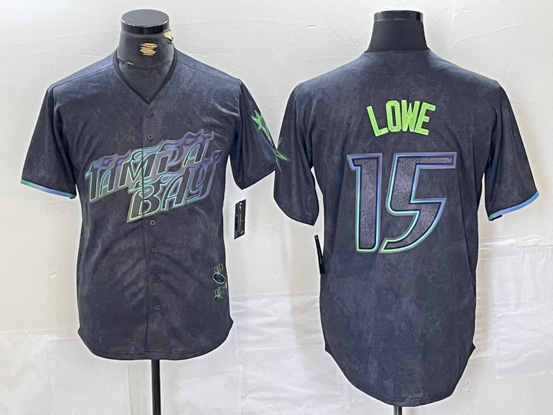 Custom #15 Charcoal 2024 City Connect TB Baseball Shirt Top
