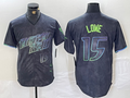 Custom #15 Charcoal 2024 City Connect TB Baseball Shirt Top