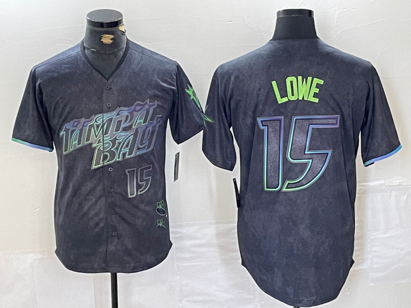 Custom #15 Charcoal 2024 City Connect TB Baseball Shirt Top