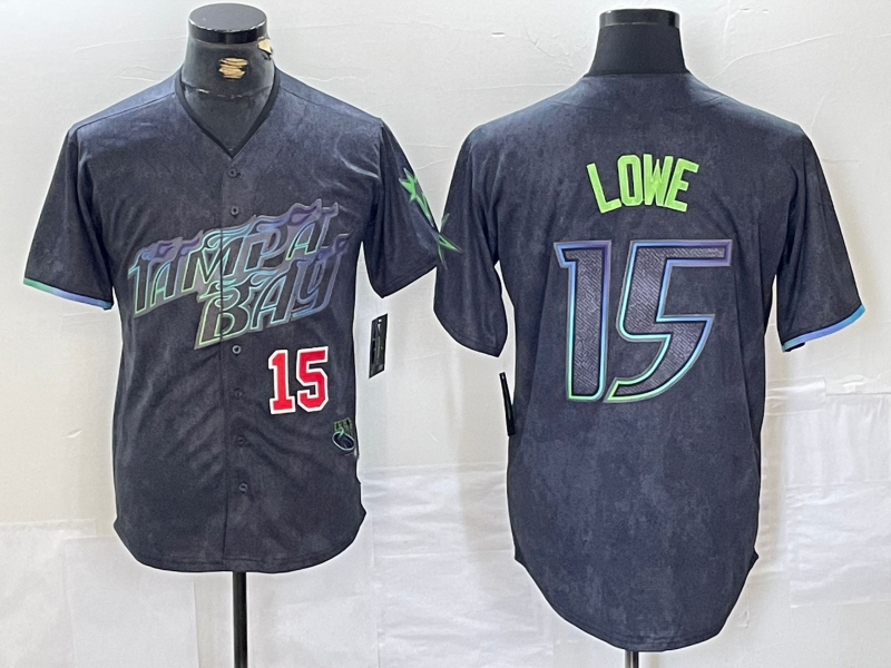 Custom #15 Charcoal 2024 City Connect TB Baseball Shirt Top