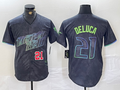Custom #21 Charcoal 2024 City Connect TB Baseball Shirt Top