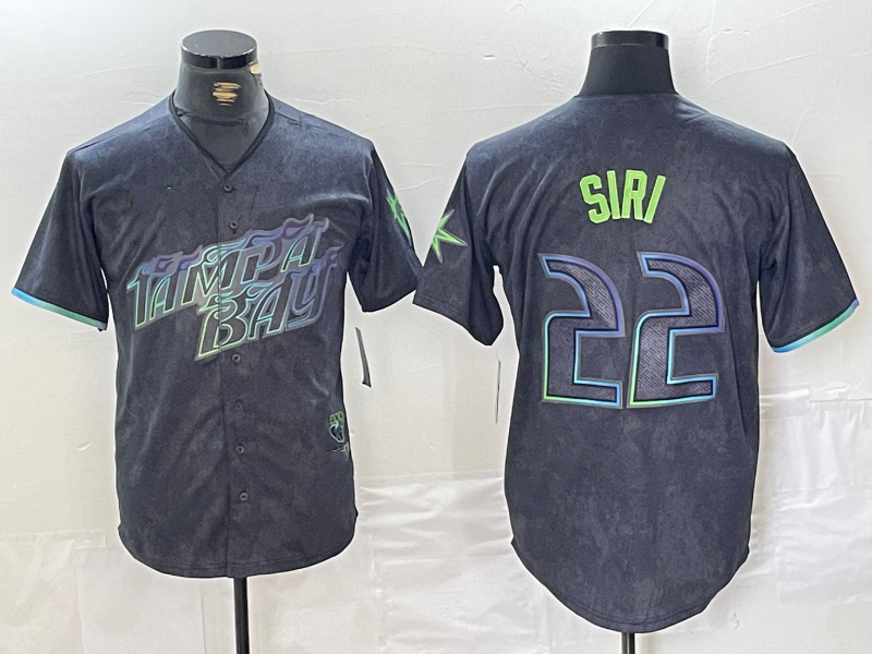 Custom #22 Charcoal 2024 City Connect TB Baseball Shirt Top