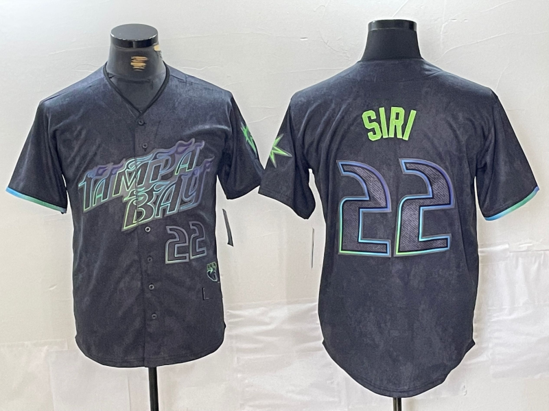 Custom #22 Charcoal 2024 City Connect TB Baseball Shirt Top