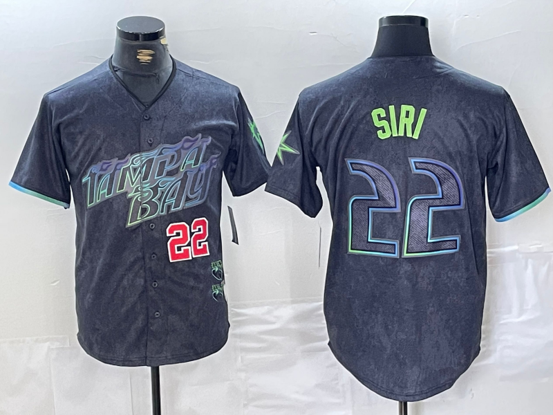 Custom #22 Charcoal 2024 City Connect TB Baseball Shirt Top