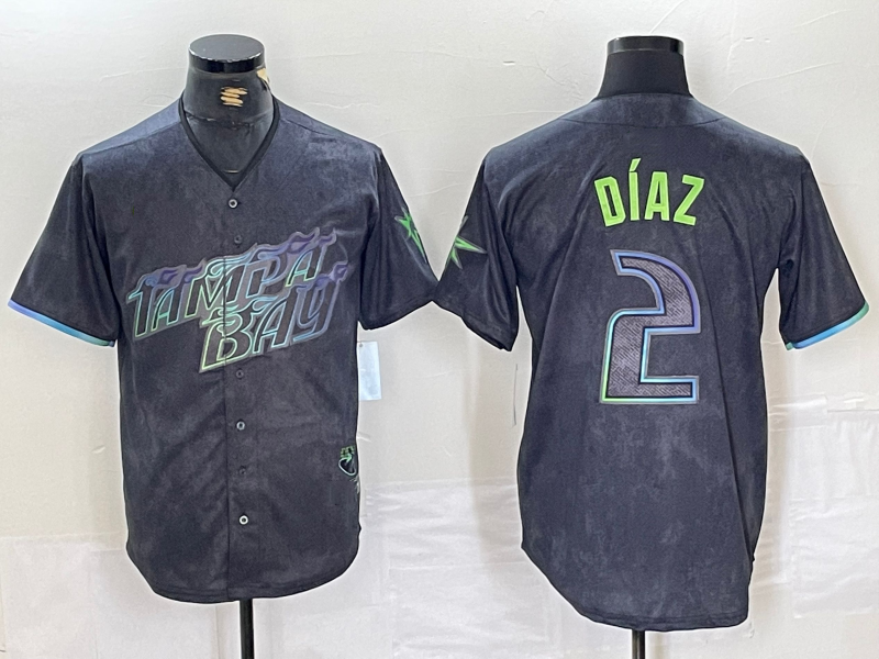 Custom #2 Charcoal 2024 City Connect TB Baseball Shirt Top