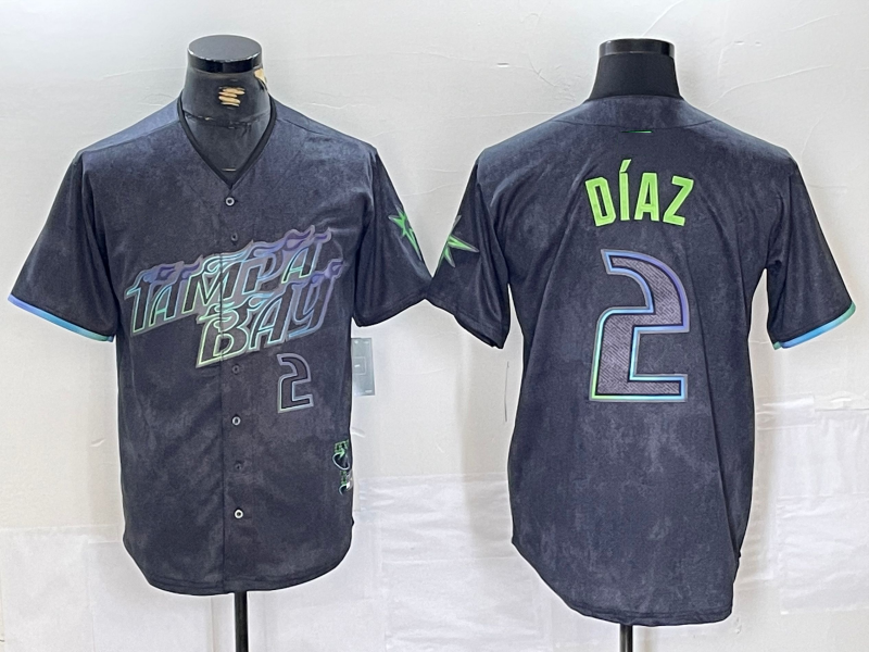 Custom #2 Charcoal 2024 City Connect TB Baseball Shirt Top