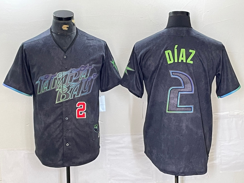 Custom #2 Charcoal 2024 City Connect TB Baseball Shirt Top
