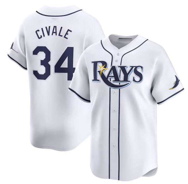 Custom #34 White TB Baseball Shirt Top