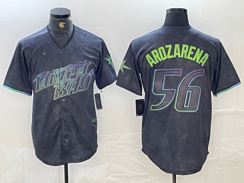 Custom #56 Charcoal 2024 City Connect TB Baseball Shirt Top