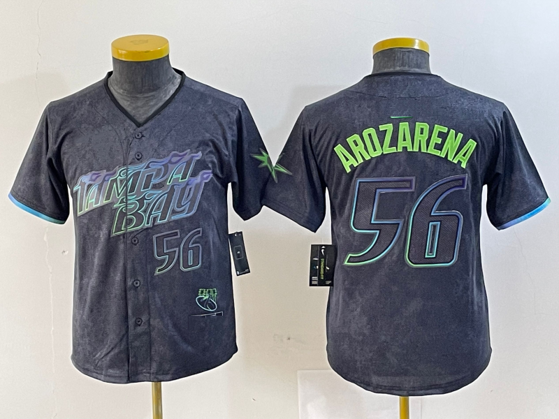 Custom #56 Charcoal 2024 City Connect TB Baseball Shirt Top