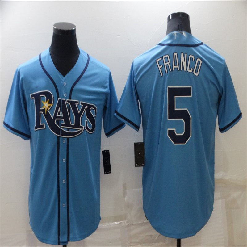 Custom #5 Light Blue TB Baseball Shirt Top