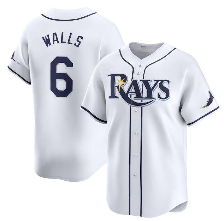 Custom #6 White TB Baseball Shirt Top