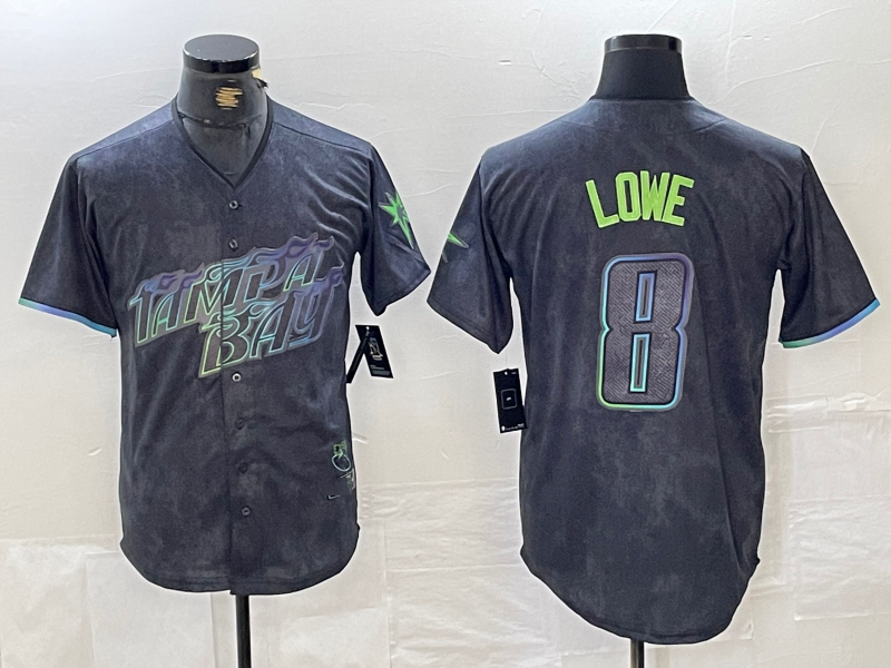 Custom #8 Charcoal 2024 City Connect TB Baseball Shirt Top