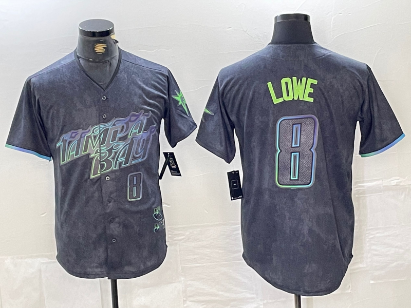 Custom #8 Charcoal 2024 City Connect TB Baseball Shirt Top