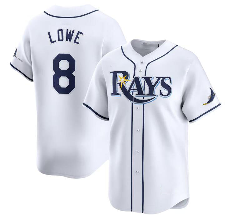 Custom #8 White TB Baseball Shirt Top