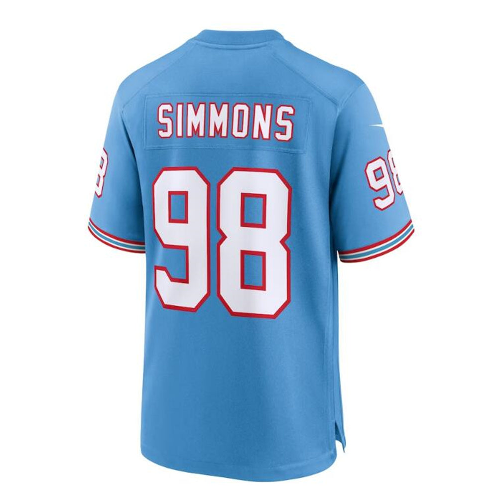 Custom #98 Light Blue Throwback TEN Football Shirt Top