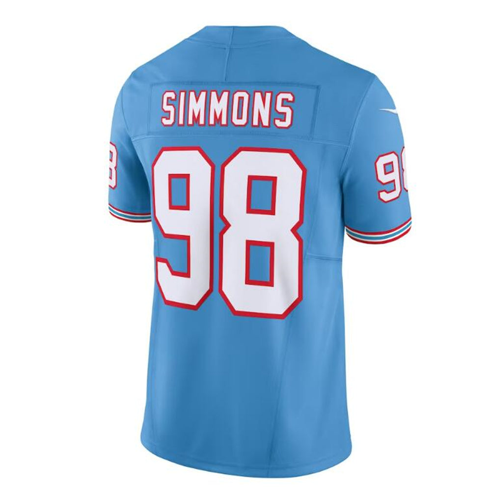Custom #98 Light Blue Throwback TEN Football Shirt Top