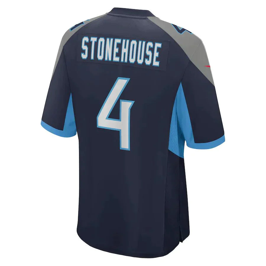 Custom #4 Navy TEN Football Shirt Top